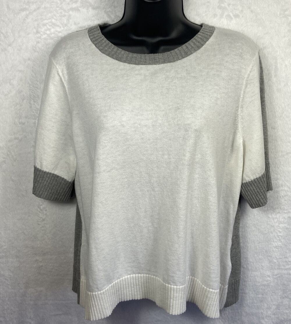 Summersalt Cotton Cashmere Sweater Women’s Grey & White Quiet Luxury Size L